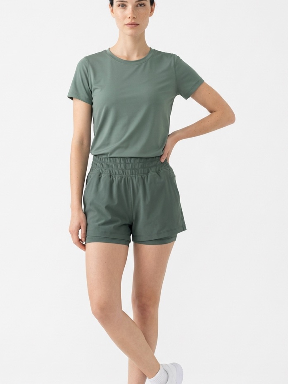 Free Fly Apparel Women’s Athletic Shorts - Sage Green Large